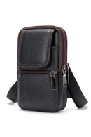 Men's Genuine Leather Mini Waist Bag for Men Crossbody