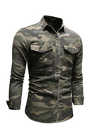 Men Denim Shirts Soft Lapel Camouflage Shirt Jacket Man Casual Slim Tops Shirt Male