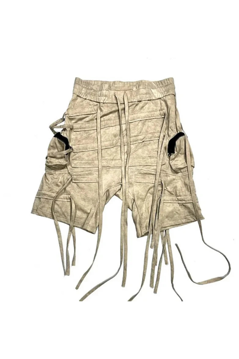 Cotton Asymmetric Strap Shorts Men Stereoscopic Cut Casual Shorts