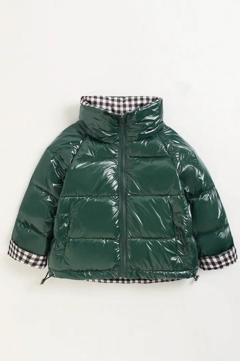 Winter cotton padded jacket new wash free down jacket wear short plaid and warm down jacket on both sides