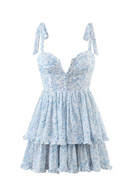 Women Ruffle Dress Ladies Floral Holiday Party Mini Dress Summer