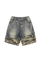 Camouflage Spliced Denim Shorts Men Summer