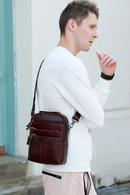 Vintage Men's Genuine Leather Shoulder Bag Casual Handbag for Natural Leather Crossbody Messenger Flap Bags Male