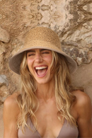 Women Summer Wide Brim Handwoven Straw Hat - Foldable Bucket Hat for Beach & Travel
