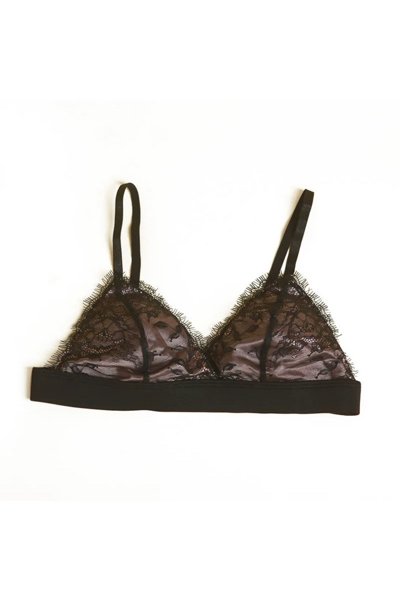Eyelash Lace Triangle Cup Steel Ring Free Bra