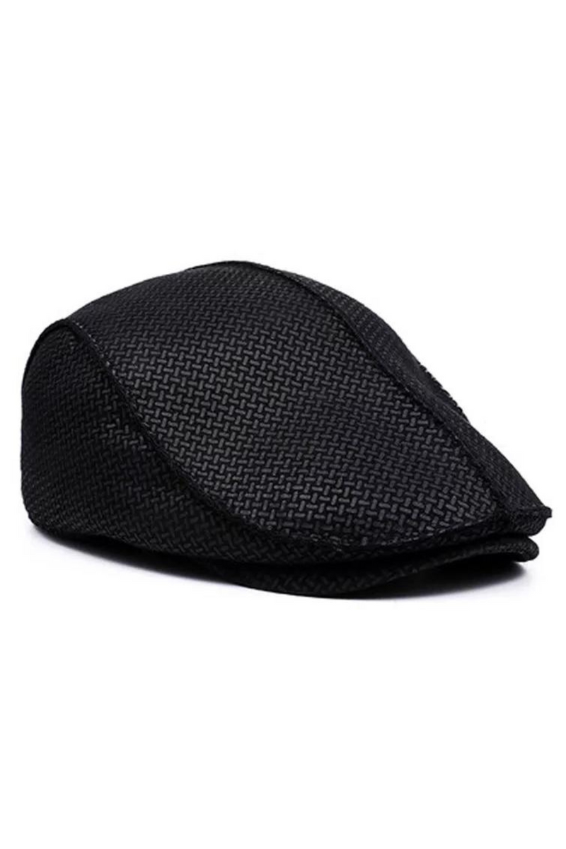 Men's Fur Hat Winter Male Real Leather Fur One Warm Beret Elderly Handmade Plaid Retro