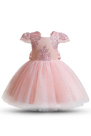 Girls Floral Bridesmaids Princess Dresses Birthday Evening Party Bowknot Ball Gown Party Pageant Dress Kids Dresses