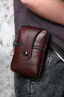 Leather Men Waist Bag Top Layer Casual Bag Wear Belt Vertical Shoulder Messenger Bag