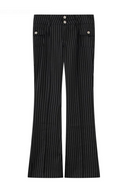 Vintage Women Striped Flared Pants Autumn Ladies Trousers Elegant Women Chic Long Pant