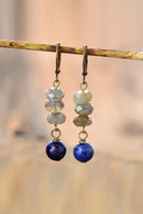 Natural Stone Women Dangle Earrings Labradorite Lapis Lazuli Drop Earrings Vintage Gifts Jewelry
