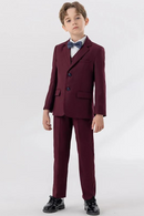 Child Autumn Formal Wine Red Suit Set Kids Performance Host Wedding Party Photography Costume Kids Blazer Vest Pants Bowtie