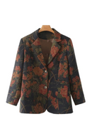 Suit Jacket Women Spring Summer Thin Coat Long Sleeve Floral Blazer Outewear Curve Clothes