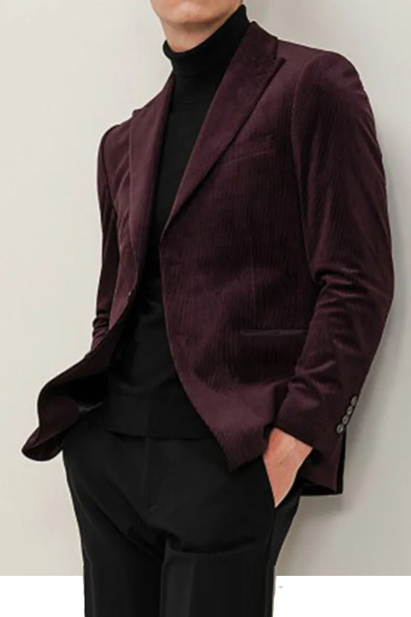 Spring Men Smart Slim Red Corduroy Blazer Coat Blazers Coats