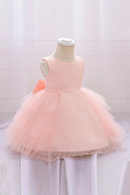 Baby Girl Dress Pink Christening Kids Birthday Clothes Party Princess Ball Gowns Newborn Baptism Wedding