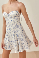 Chic Summer Floral Dress Retro Adjust Top Mini Dress party dresses