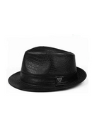 MenGenuine Leather Jazz Gentleman Short Brim Fitted Top Hat