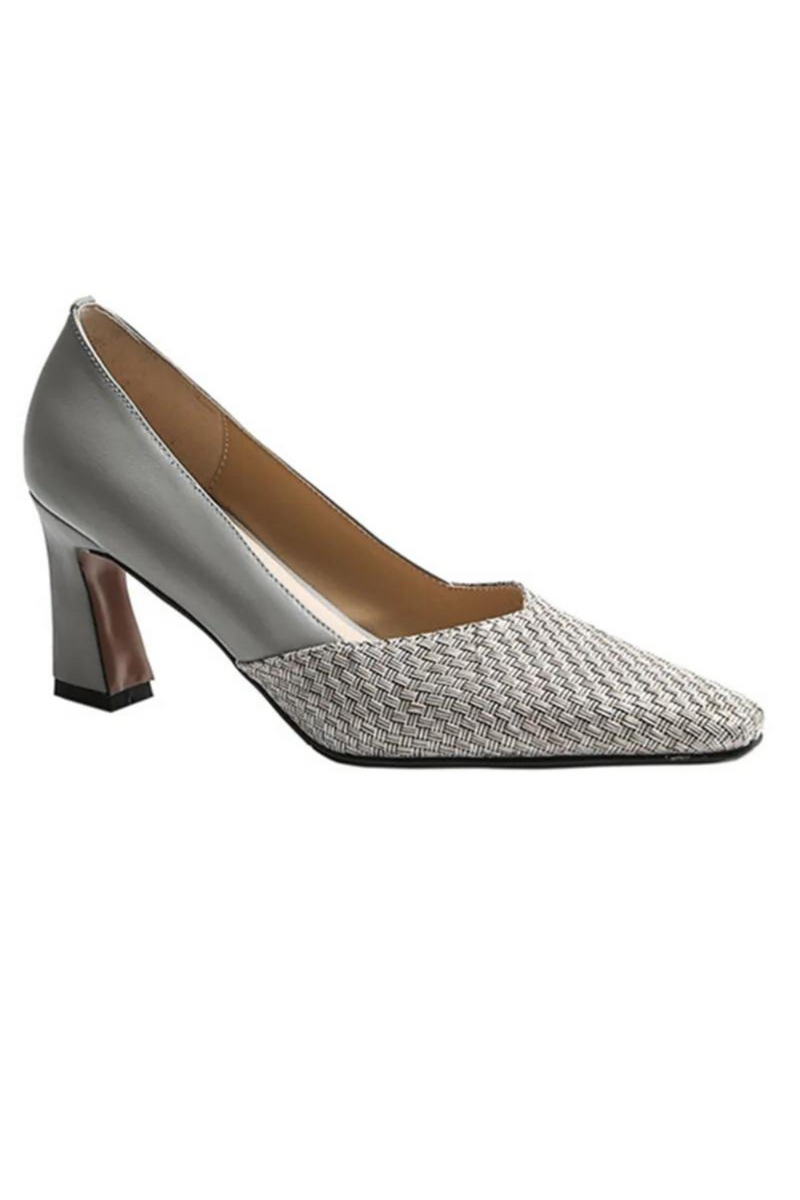 Summer Genuine Leather Women Pumps Party Wedding Shoes Thick Heels Square Toe Ladies High Heels Shoes