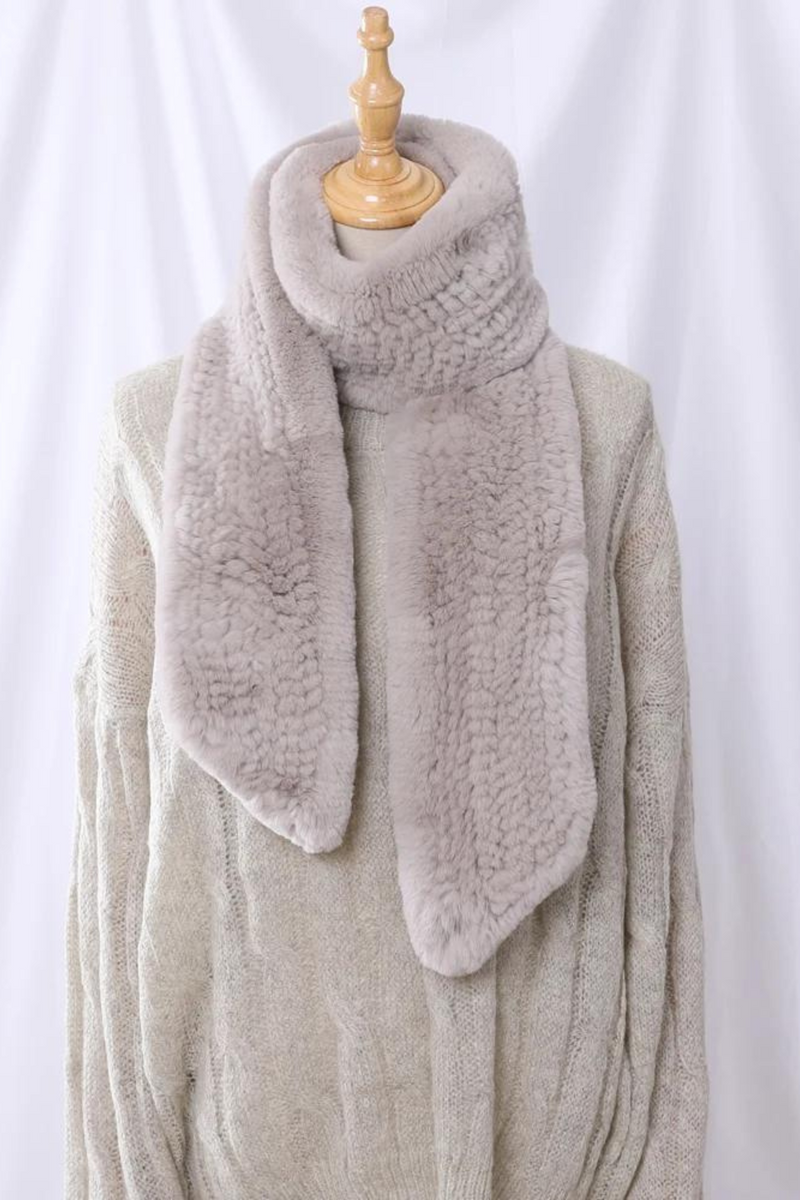 Winter Women's Genuine Real Fur Hand Knitted Scarf Scarfs Cowl Ring Scarves Wraps Snood Street