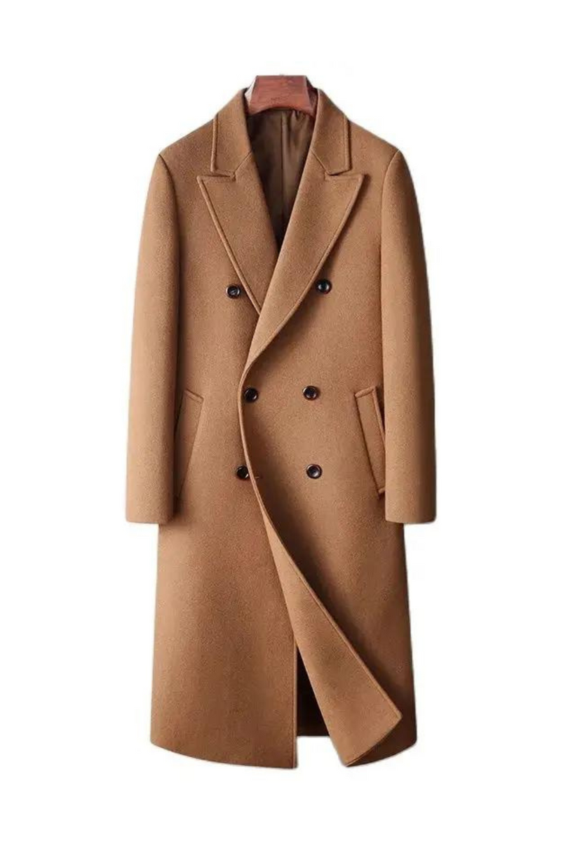 Autumn Winter Men's Wool Blends Coats Double Breasted Smart Casual Long Woolen Trench Men Outerwear