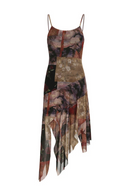 Flower Long Dress Women Vintage Slim-fitting Sundress Holiday