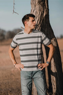 Summer Regular Fit T-shirts Men Fabric Cool Feeling Striped Running Workout Breathable Tops