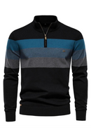 Autumn Winter Knitted Sweater Men Vintage Striped Sweater Male Jumper Pullover Zipper Stand Collar Sweater