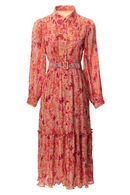 Women's Collar Lantern Long-Sleeved Single breasted Lady Pleated