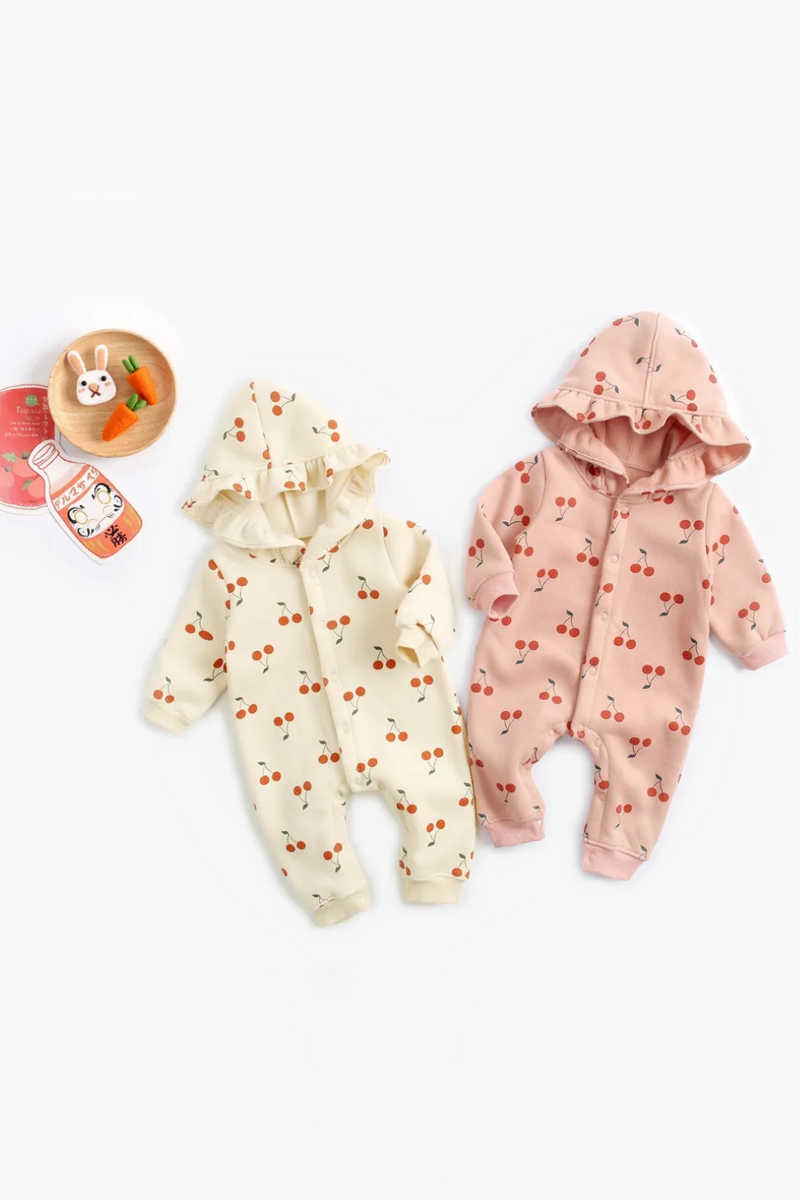 Newborn Kid Baby Girl Winter Clothes Hooded Fleece Thick Romper Long Sleeve Warm Jumpsuit Outfit