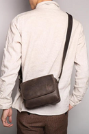Leather Men's Shoulder Bag Vintage Flap Phone Bag Man Simple Bag Crazy Horse Leather Retro
