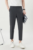 Men Slim Fit Cropped Trousers Male Solid Comfortable Breathable Straight Pants