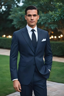 Classic Formal Men's Business Blazer Pants Classy Blue Suit Set For Men Wedding Party Guest Outfit Customized