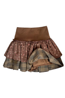 Women's Splicing Mini Short Skirt Layered Grid Retro Skirt