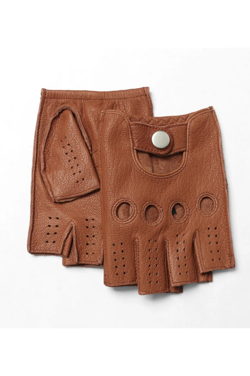 Genuine Leather Men's Gloves Male Cycling Motorcycle Driving Mittens Half Finger Breathable
