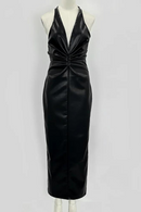 Spring Summer Women Style Dark Goth Halter Neck Slimming Maxi Dress