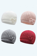 Cute Bow Knitted Baby Hat Winter Warm Newborn Infant Cap Beanies Solid Color Soft Ear Protection Baby Boys Girls Hat Bonnet