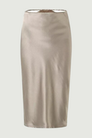 Women Chic Hollow Out Low Waist Apricot Sexy Skirt Summer Ladies Satin Midi Pencil Skirts