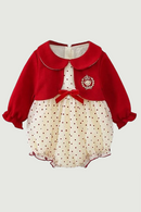 Autumn Infant Baby Girls Bodysuits Peter Pan Collar Long Sleeve Overalls Jumpsuits