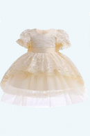 White Girl Princess Dress Flower Girl Wedding Dress Fluffy Embroidered Lace Carnival Dress Old Children's Clothing