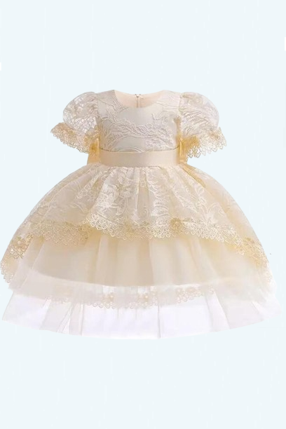 White Girl Princess Dress Flower Girl Wedding Dress Fluffy Embroidered Lace Carnival Dress Old Children's Clothing