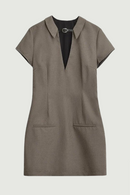 Vintage Plaid Mini Dress Women Lapel Collar Short Sleeve Elegant Office Ladies Dresses Pencil