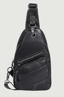Genuine Leather Men's Shoulder Bag Chest Bag Vintage Casual Sling Bags for Men  Male Chest Pack with with Earphone Hole