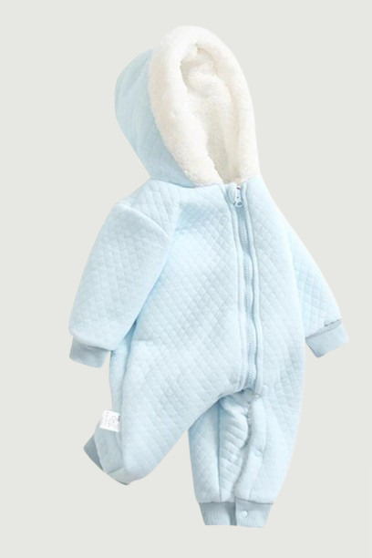 Solid Hooded Romper for Baby Warm Plush Thicken Clothes Infant Toddler Winter Outfits