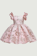 children's dress Year's Christmas birthday party embroidered one shoulder flower dress