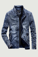 Men Vintage Denim Jacket Men Slim Fit Solid Mens Velvet Coat Men's Retro Denim Jacket