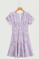 Autumn Mini Dress Vintage Slim Casual V-Neck Short Sleeve Short Dress Female