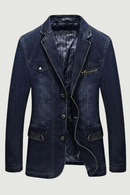 Denim Trench  Autumn Winter Denim Jacket Men Lapel Collar Washed Coat Men