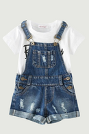 Baby Little Girls Summer Jeans Set T-Shirts Ripped Denim Shorts