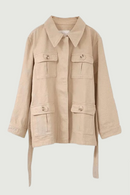 Woman Workwear Denim Jackets for Women Belt Jacket Long Sleeve With Pockets Coats Casual