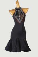 Latin Competition Dance Skirt Women Black Sexy Sparkle Drill Latin Wear Professional Latin Dress