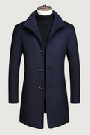 Winter Woolen Wool Mens Stand Collar Long Coats High-end Fashion Boutique Thick Warm Pure Color Windbreaker Male Jacket